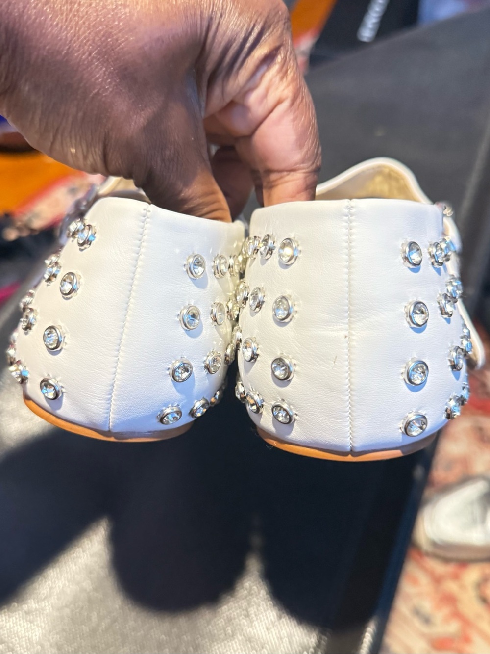 Amazon White Jeweled Mary Jane Flats - Picture 5 of 8
